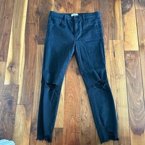 Distressed black high rise jeans